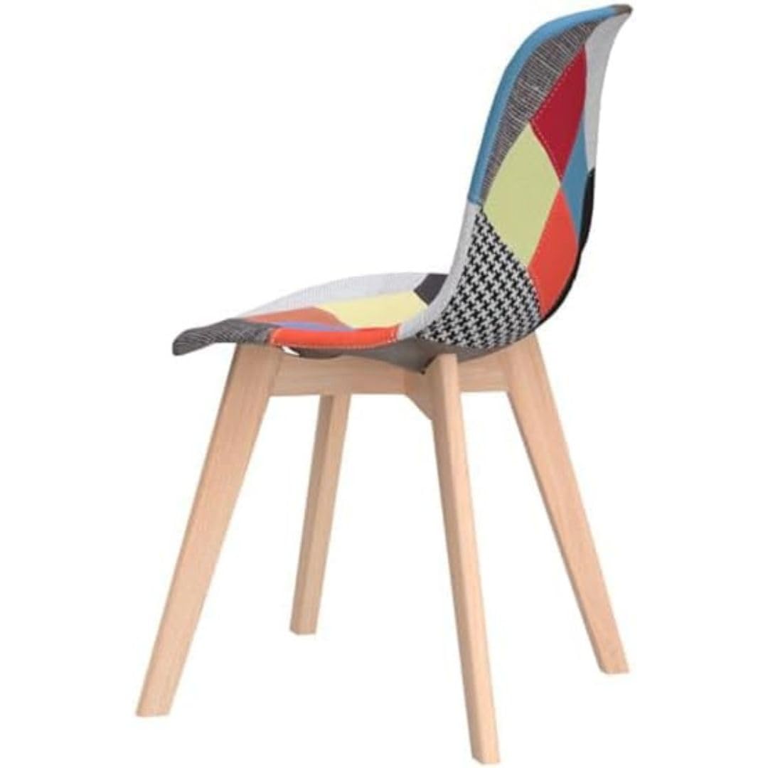 BUYBUY Sedia serie Picasso  in PP con seduta in spugna ricoperta con stoffa in stile patchwork, piedi in legno di faggio Patchwork PIC004