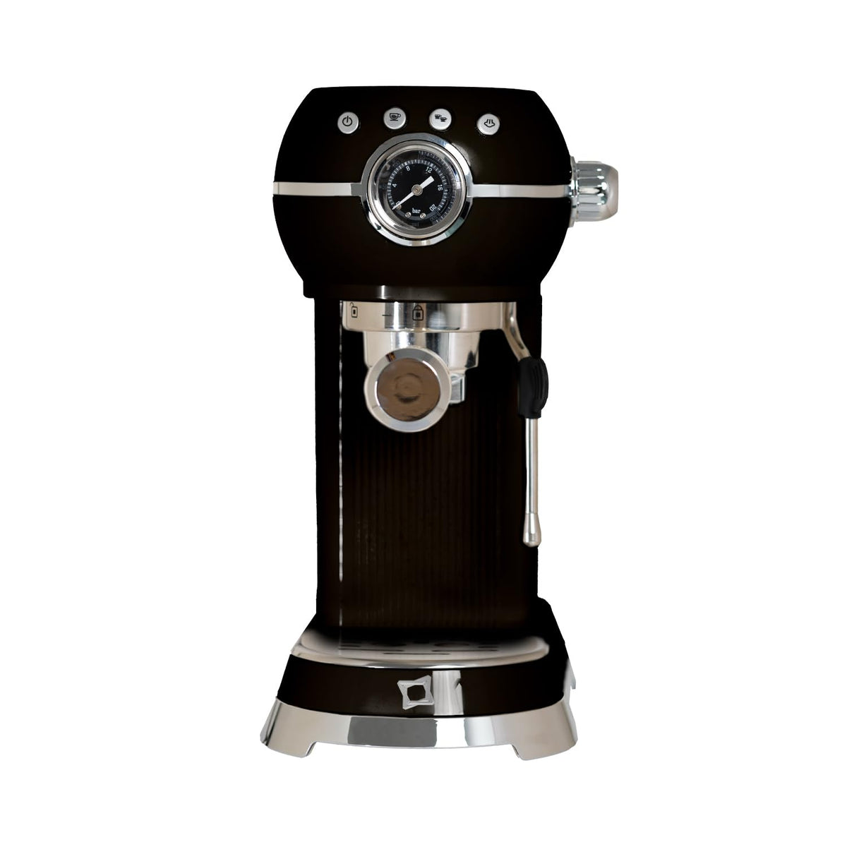 FIRST CLASS Macchina caffè Nero Stile Vintage con Corpo in Acciaio