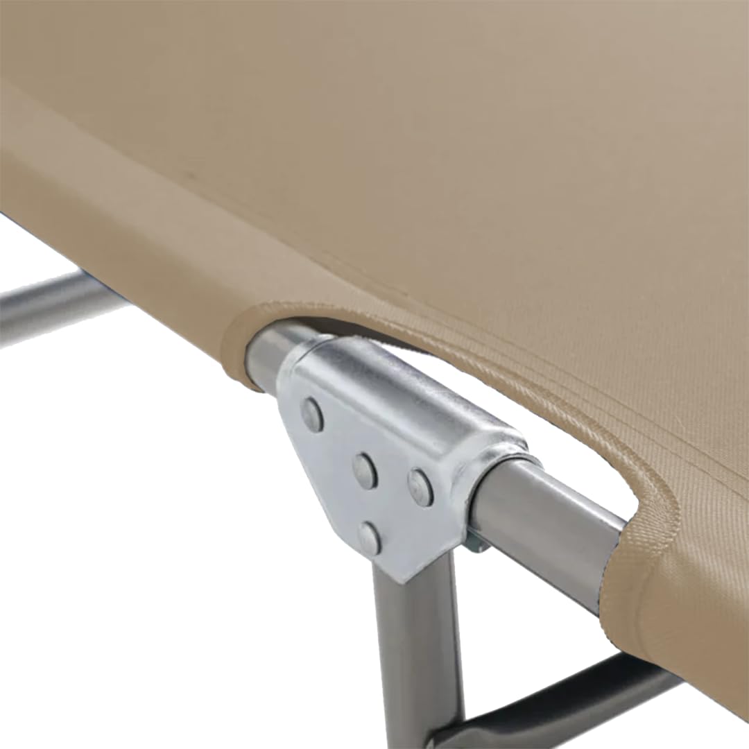 buybuy Lettini Mare Stabilimento Pieghevoli In Alluminio 3 Posizioni Con Tetto Parasole E Rivestimento In Textilene Beige Spiaggia Piscina E Giardino Set Da 2