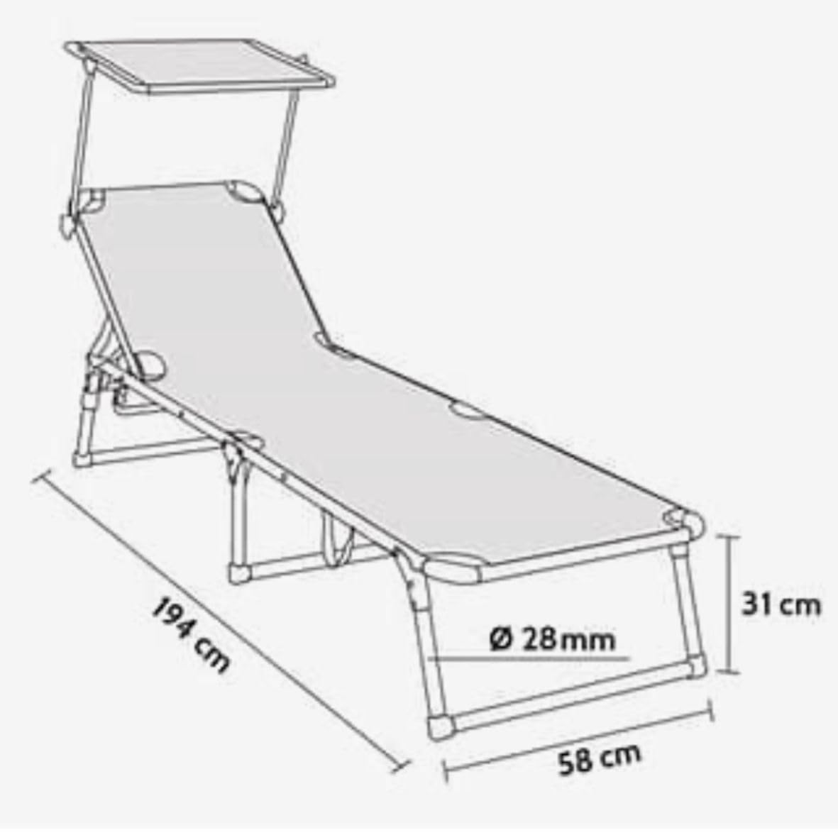 buybuy Lettini Mare Stabilimento Pieghevoli in Alluminio 3 Posizioni Con Tetto Parasole E Rivestimento In Textilene Rosso Spiaggia Piscina E Giardino Set Da 2