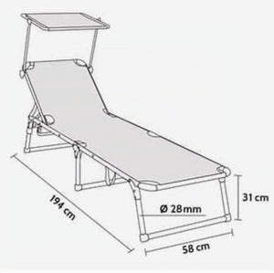 buybuy Lettini Mare Stabilimento Pieghevoli In Alluminio 3 Posizioni Con Tetto Parasole E Rivestimento In Textilene Grigio Spiaggia Piscina E Giardino Set Da 2