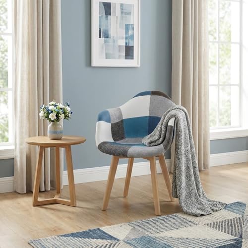 BUYBUY Poltroncina serie Picasso in PP Seduta in spugna ricoperta con stoffa Stile patchwork, piedi in faggio e metallo Colori freddi PIC016