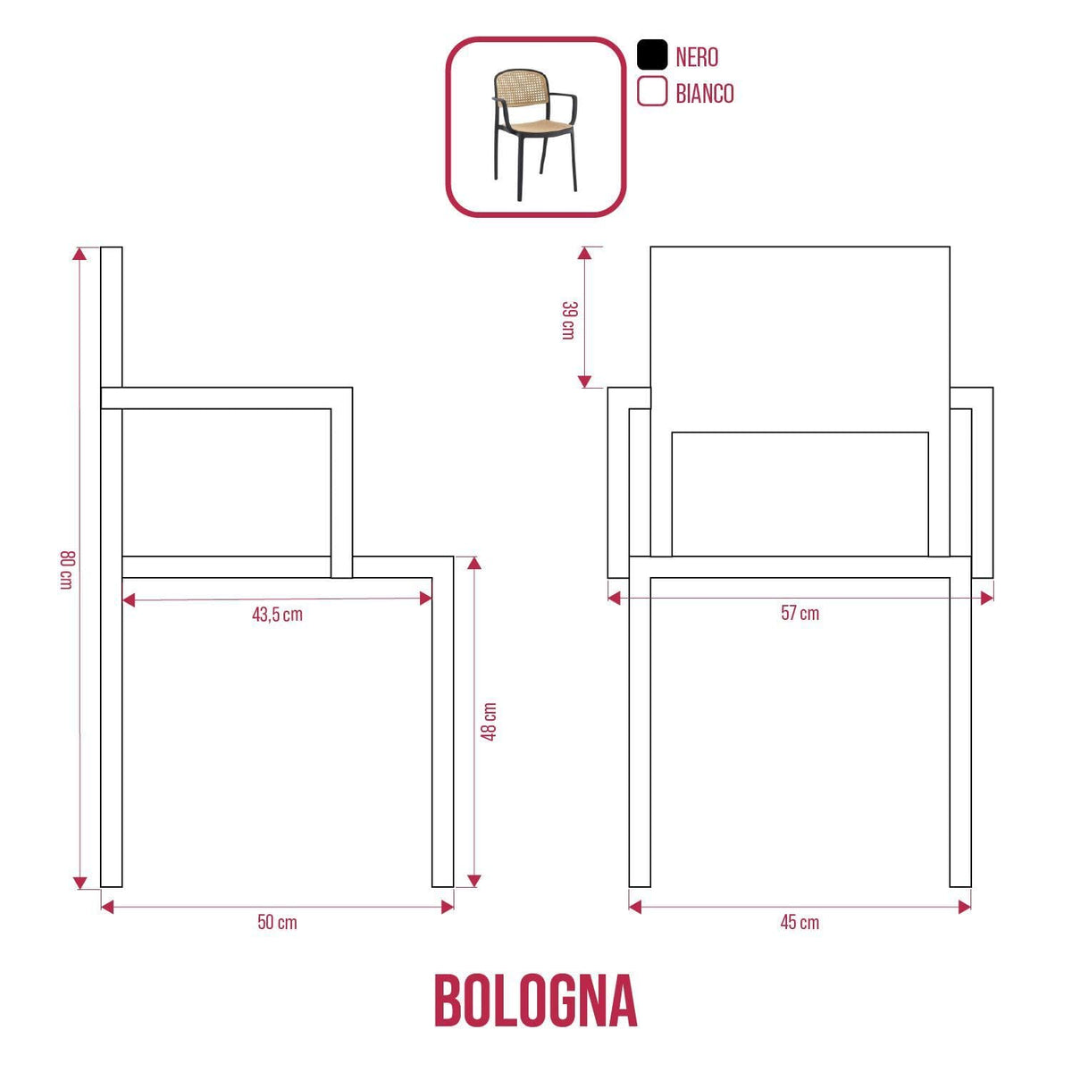 BUYBUY Sedia Arredamento da Interno Bologna Colore Nero BLG001B