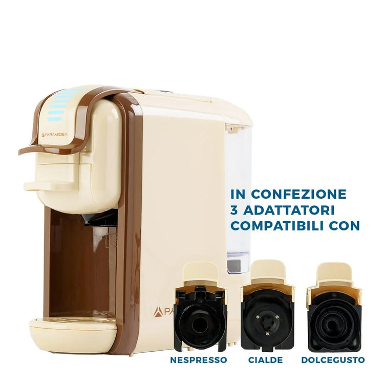 PYRAMIDEA Macchina per Caffè 3 in 1 Digitale Compatibile con Nespresso Dolcegusto e Cialde Bevande Fredde da 0,6L Caffè Latte ICP311CMPLUS