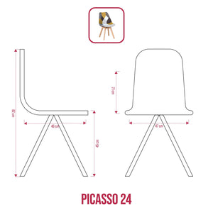 BUYBUY Sedia serie Picasso in PP con seduta in spugna ricoperta con stoffa in stile patchwork, piedi in legno di faggio e metallo Patchwork PIC024
