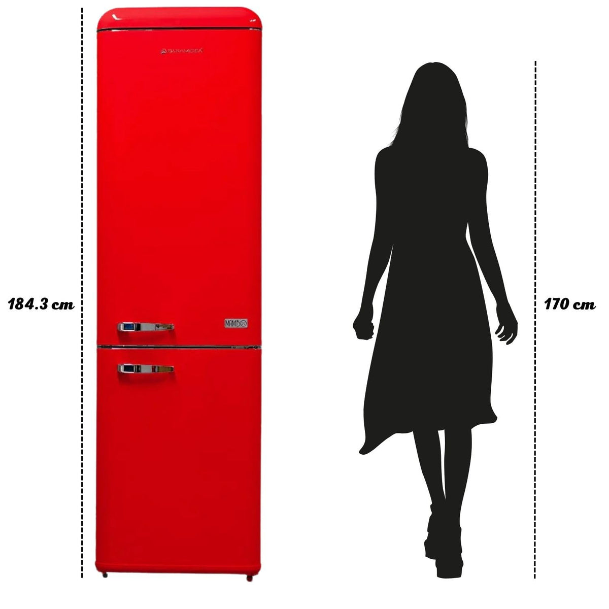 PYRAMIDEA Frigorifero Combinato Mambo Colore Rosso Capacità Totale 300 L MAMBO309R