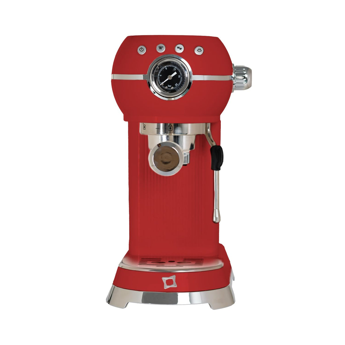 FIRST CLASS Macchina caffè Rossa Stile Vintage con Corpo in Acciaio