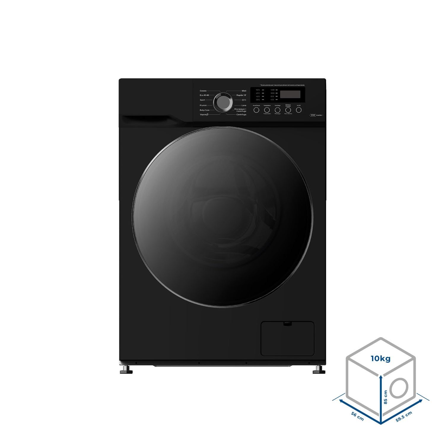 PYRAMIDEA Lavatrice 10 Kg. Inverter Classe A Nera LVB1014AINVB