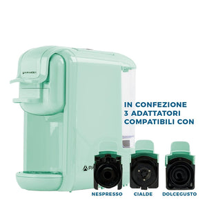PYRAMIDEA Macchina per Caffè  3 in 1 Compatibile Nespresso Dolcegusto e Cialde Bevande Fredde da 0,6L Verde