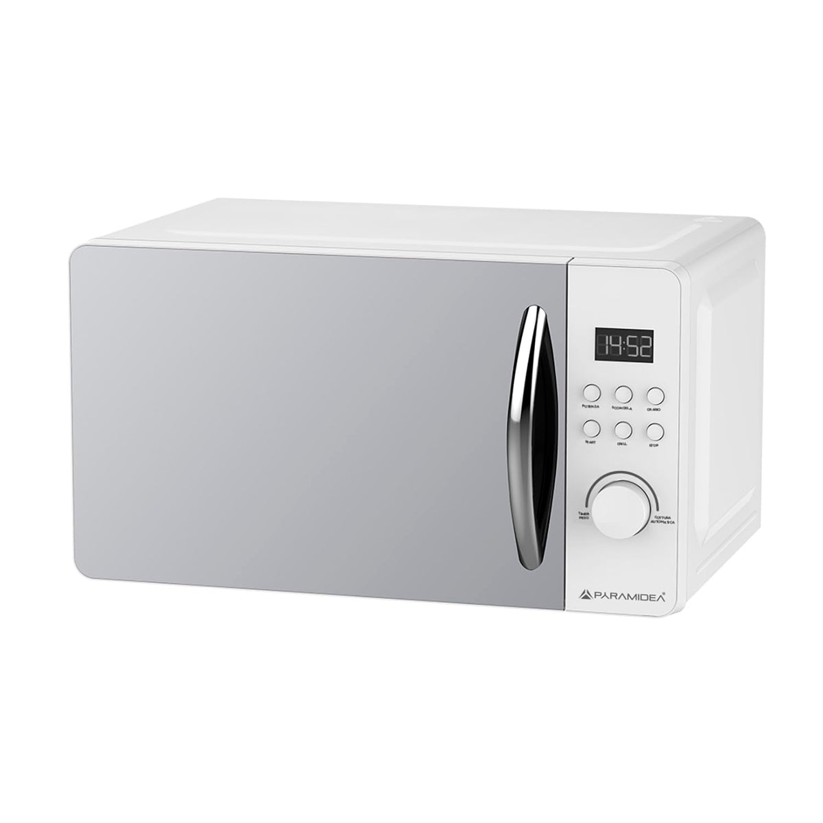 PYRAMIDEA Forno a Microonde Digitale con Porta a Specchio 20L Potenza 800W Colore Perla FOM202W