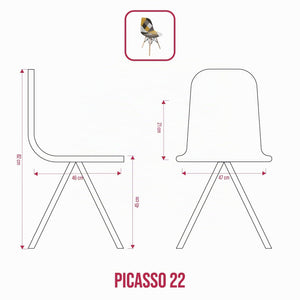 BUYBUY Sedia serie Picasso in PP con seduta in spugna ricoperta con stoffa in stile patchwork, piedi in legno di faggio e metallo Patchwork PIC022