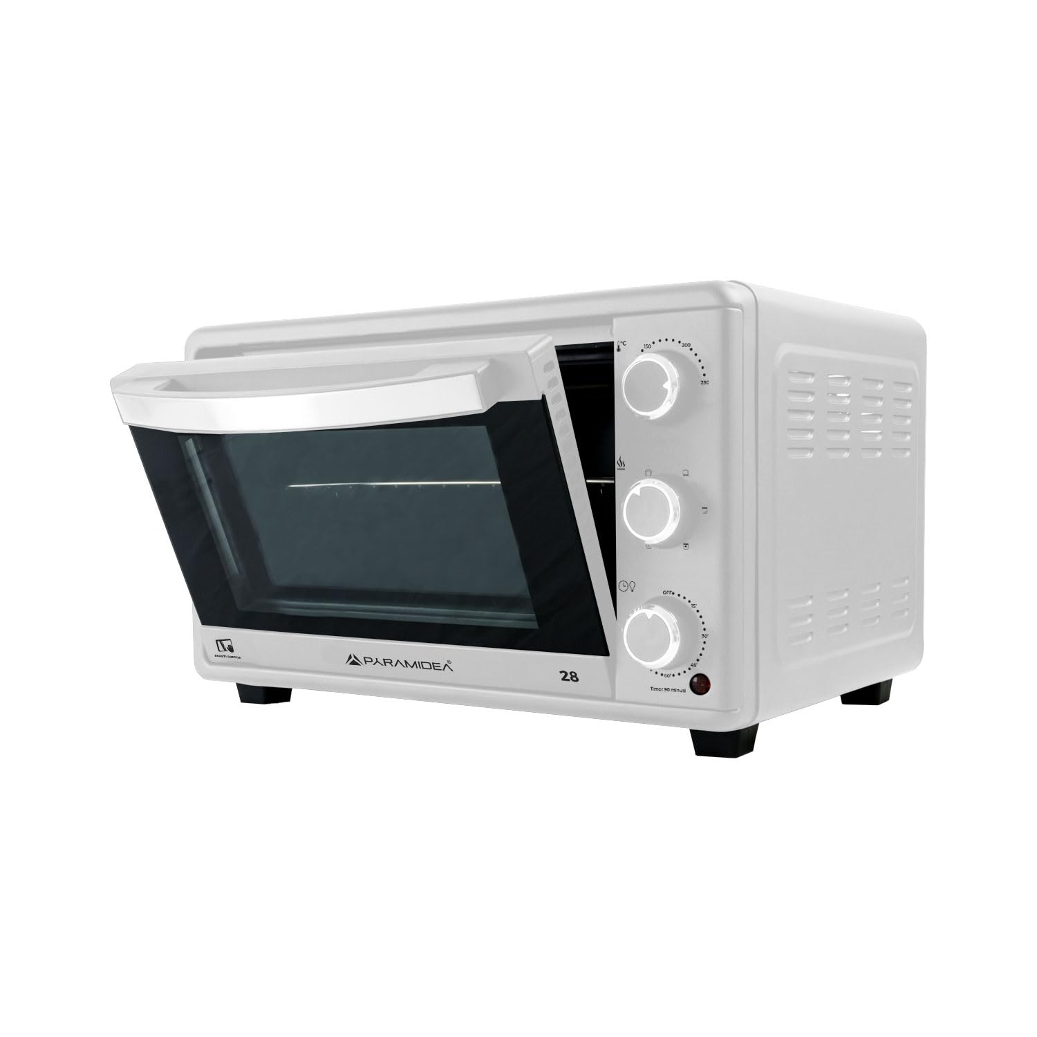 PYRAMIDEA Forno Elettrico Ventilato Capacità 28 Litri 1500W con Timer Colore Bianco