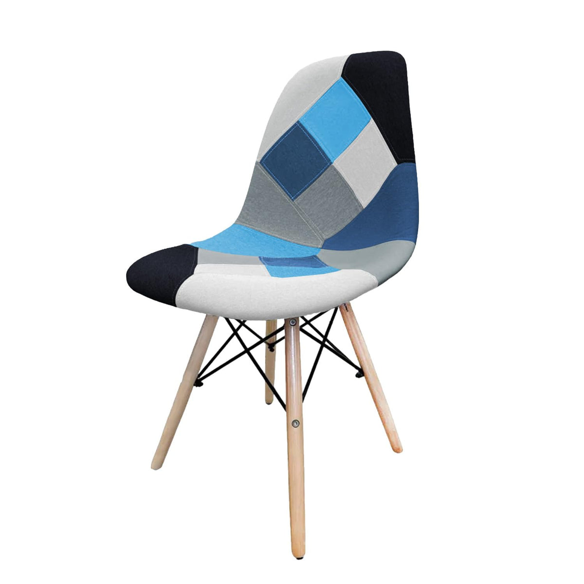 BUYBUY Sedia serie Picasso in PP con seduta in spugna ricoperta con stoffa in stile patchwork, piedi in legno di faggio e metallo Patchwork PIC012