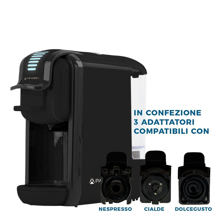 PYRAMIDEA Macchina per Caffè 3 in 1 Digitale Compatibile con Nespresso Dolcegusto e Cialde Bevande Fredde da 0,6L Nero ICP311BPLUS
