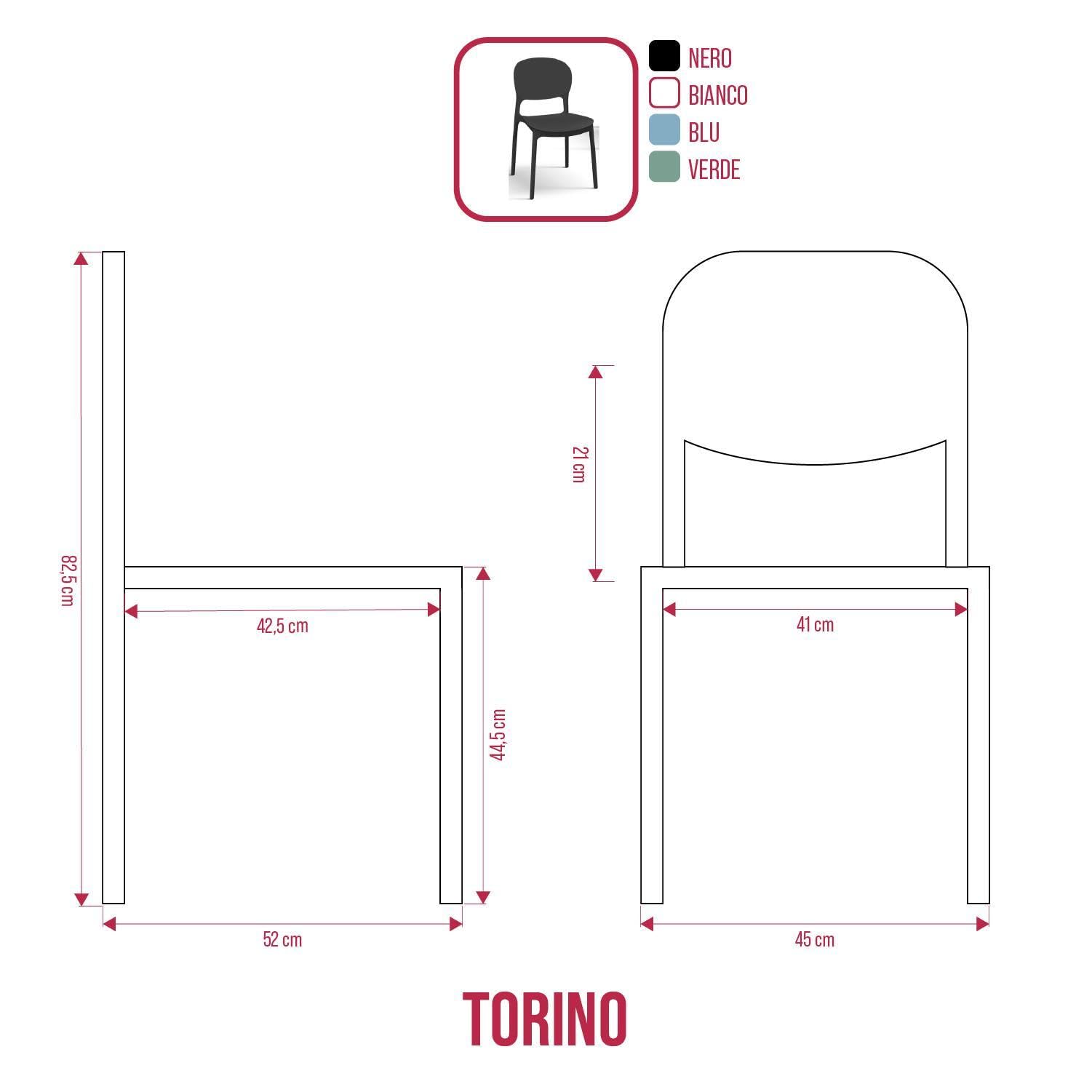 BUYBUY Sedia Torino in PP , robusta e moderna, impilabili Verde TOR001G