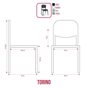BUYBUY Sedia Torino in PP , robusta e moderna, impilabili Verde TOR001G