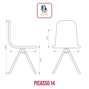 BUYBUY Sedia serie Picasso in PP con seduta in spugna ricoperta con stoffa in stile patchwork, piedi in legno di faggio e metallo Patchwork PIC014