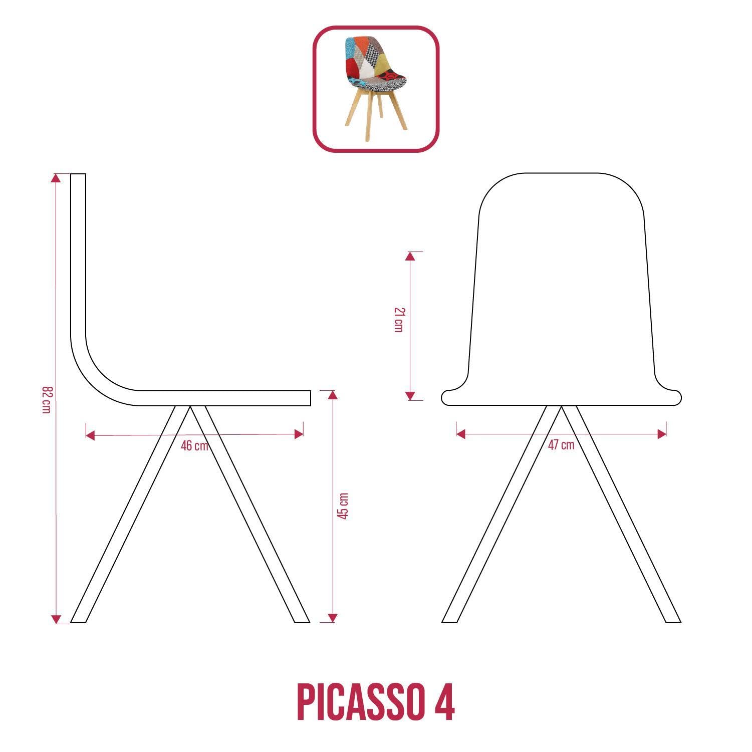 BUYBUY Sedia serie Picasso  in PP con seduta in spugna ricoperta con stoffa in stile patchwork, piedi in legno di faggio Patchwork PIC004