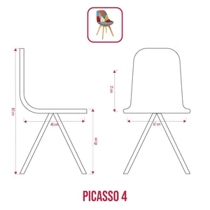 BUYBUY Sedia serie Picasso  in PP con seduta in spugna ricoperta con stoffa in stile patchwork, piedi in legno di faggio Patchwork PIC004