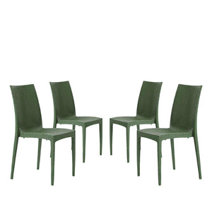 BUYBUY Kit composto da 4 Sedie In PP stile Rattan Da Giardino colore  Verde giardino scuro