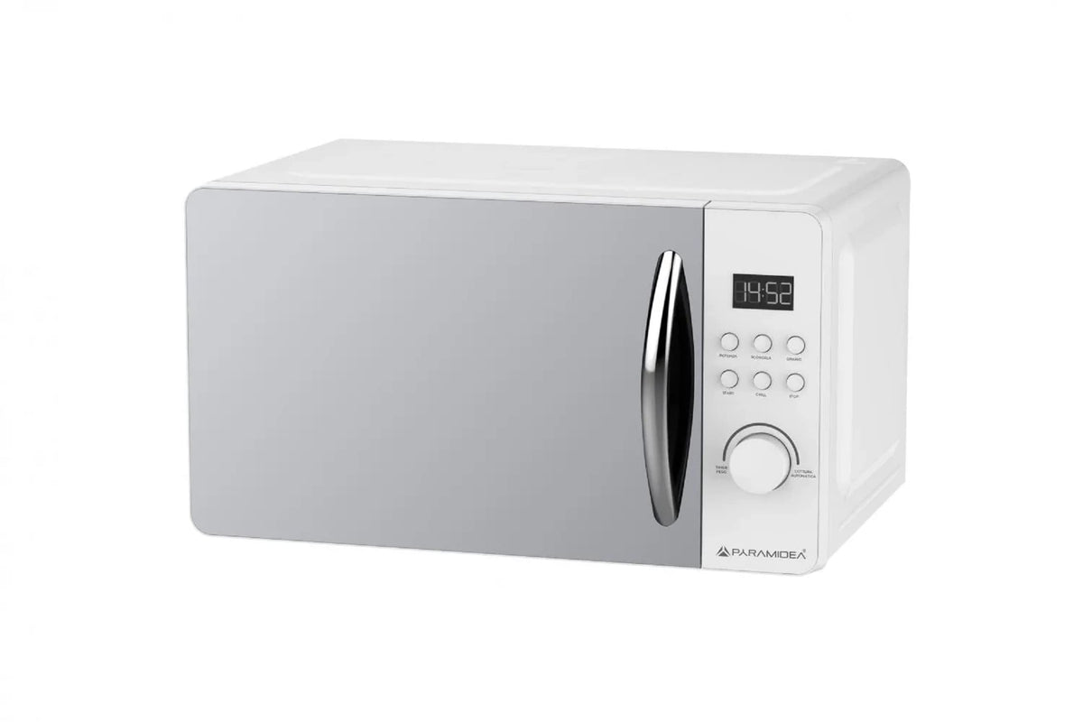 PYRAMIDEA Forno a Microonde DIGITALE con Porta a SPECCHIO 20L Potenza 800W Colore Bianco