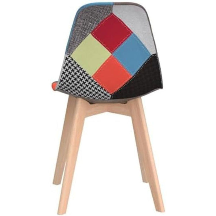 BUYBUY Sedia serie Picasso  in PP con seduta in spugna ricoperta con stoffa in stile patchwork, piedi in legno di faggio Patchwork PIC004