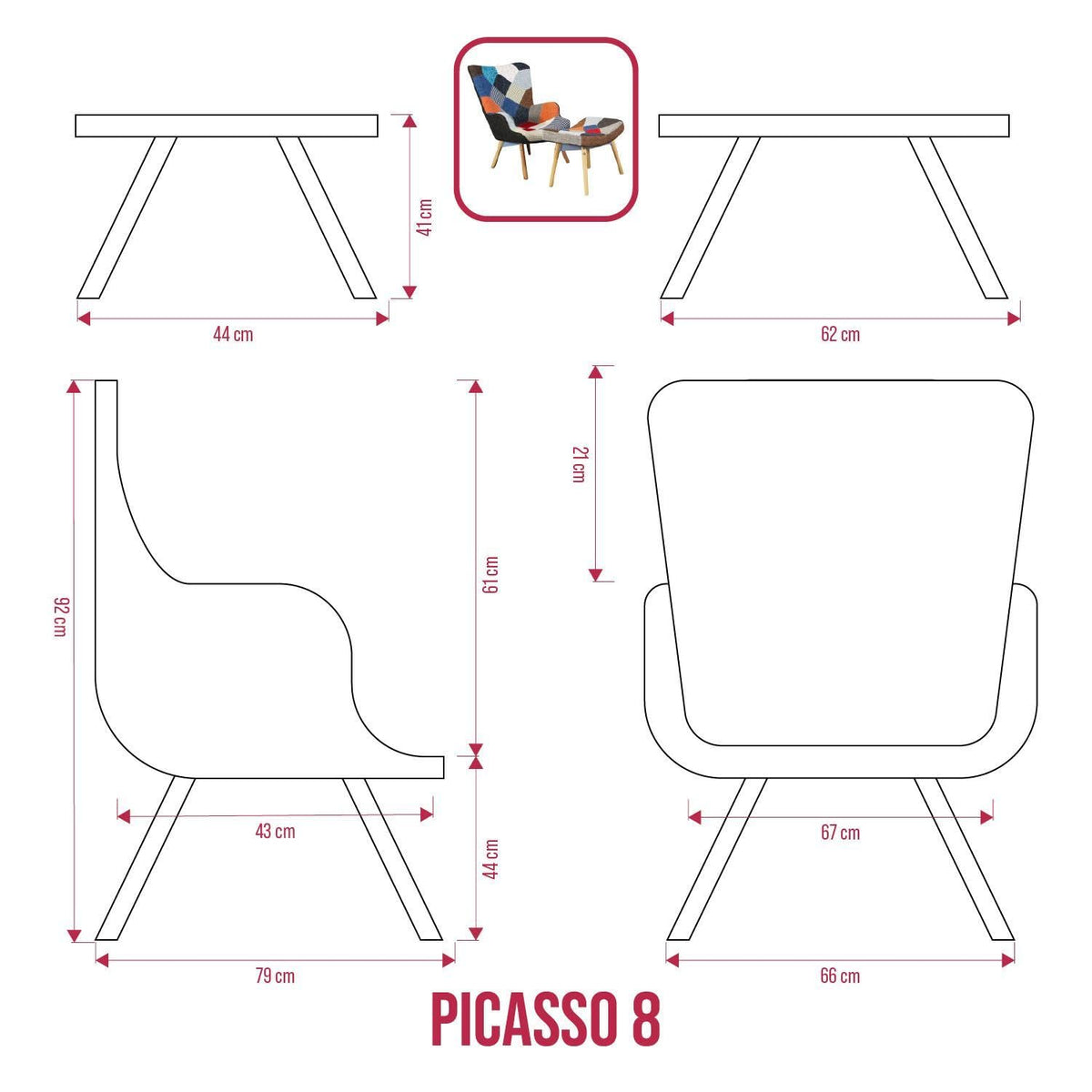 BUYBUY KIT 2 POLTRONCINE PICASSO 08 CON POGGIAPIEDI