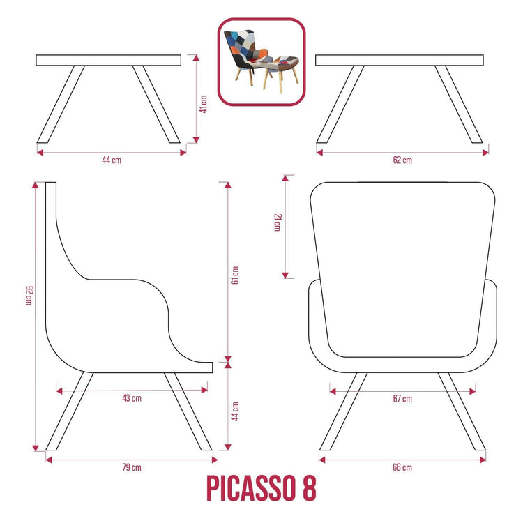 BUYBUY KIT 2 POLTRONCINE PICASSO 08 CON POGGIAPIEDI