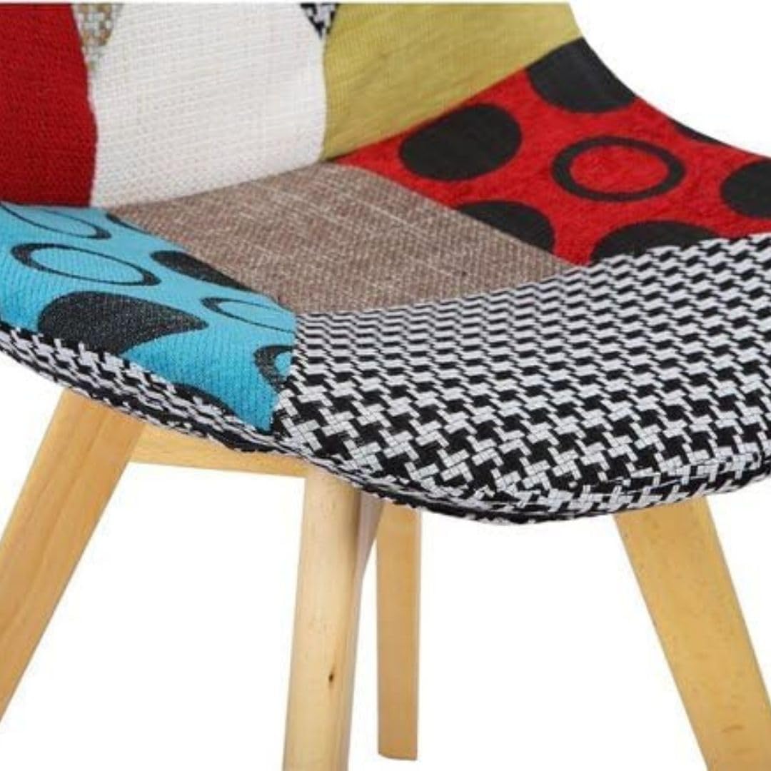 BUYBUY Sedia serie Picasso  in PP con seduta in spugna ricoperta con stoffa in stile patchwork, piedi in legno di faggio Patchwork PIC004