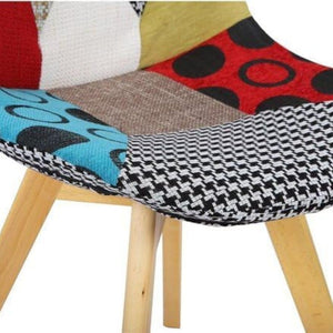 BUYBUY Sedia serie Picasso  in PP con seduta in spugna ricoperta con stoffa in stile patchwork, piedi in legno di faggio Patchwork PIC004