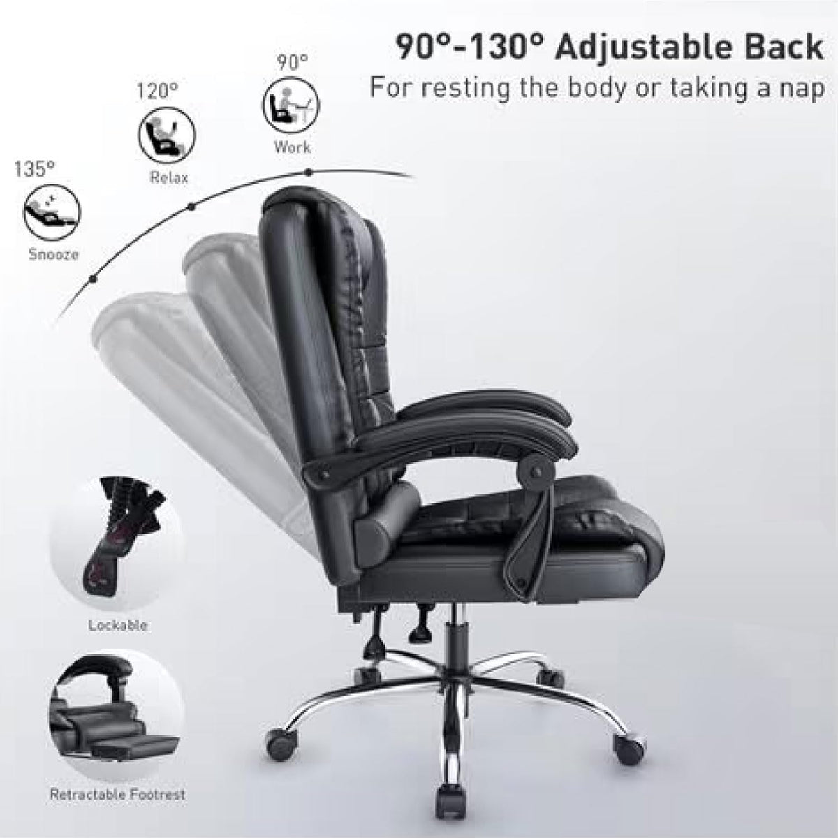 buybuy Sedia da Ufficio Professionale Colore Nero con Schienale Reclinabile OC14B