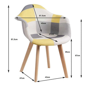BUYBUY Poltroncina serie Picasso in PP Seduta in spugna ricoperta con stoffa Stile patchwork, piedi in faggio e metallo Colori caldi PIC025