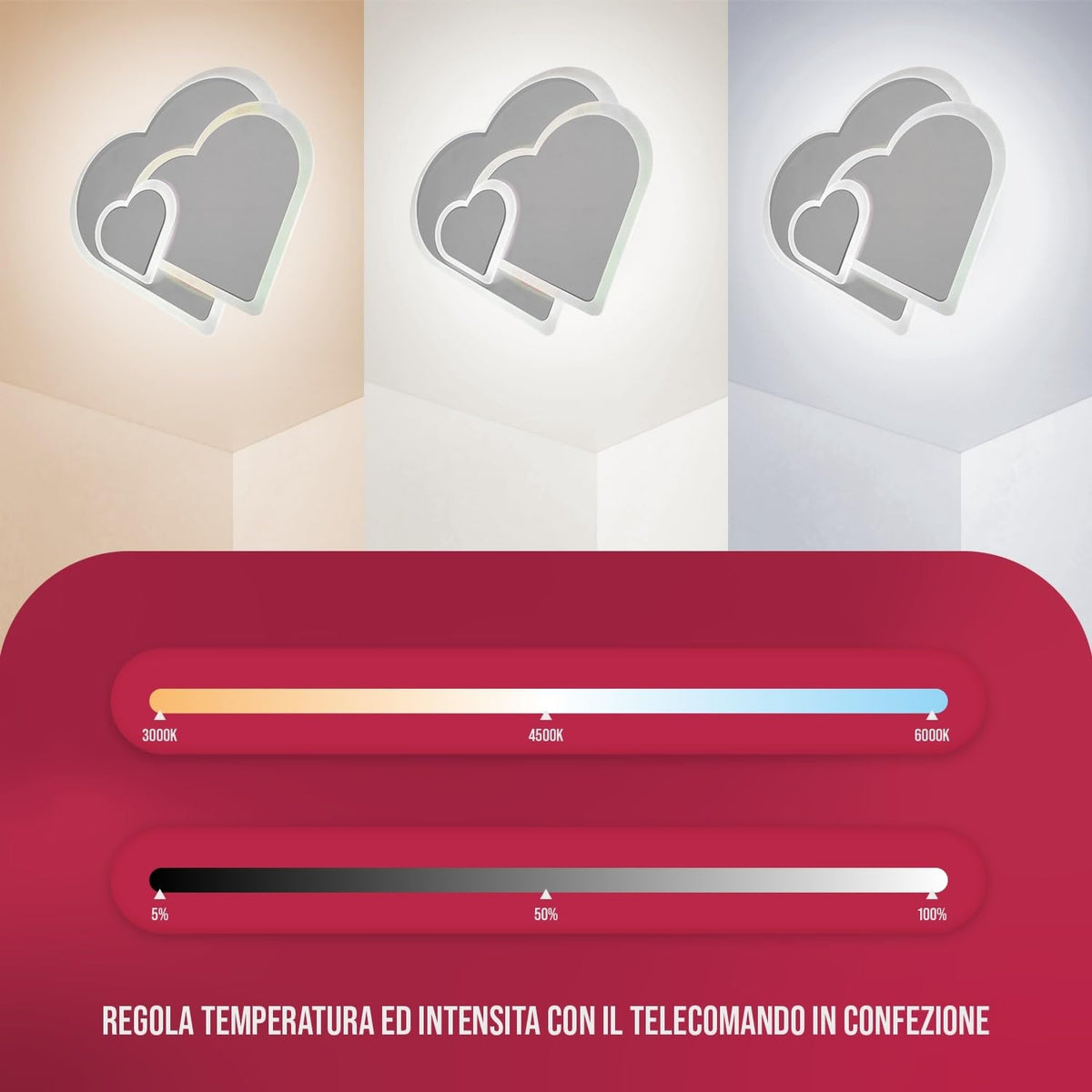 BUYBUY Lampadario LED 74W, Telecomando 2.4G, Luce Regolabile 4600lm BBLED023
