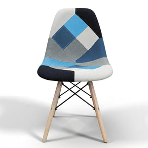 BUYBUY Sedia serie Picasso in PP con seduta in spugna ricoperta con stoffa in stile patchwork, piedi in legno di faggio e metallo Patchwork PIC012