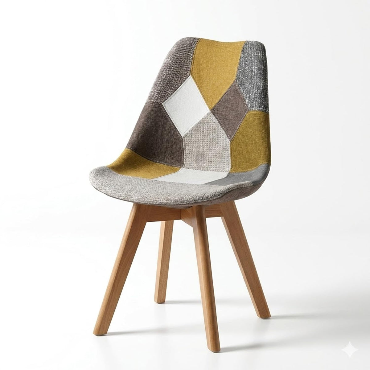 BUYBUY Sedia serie Picasso in PP con seduta in spugna ricoperta con stoffa in stile patchwork, piedi in legno di faggio e metallo Patchwork PIC024