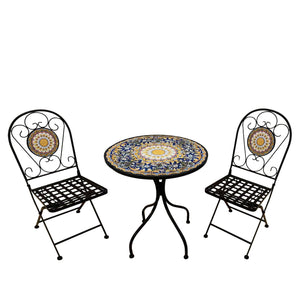 BUYBUY Kit 2 Sedie e Tavolo Rotondo in Ferro Battuto Mosaiko MOKIT040
