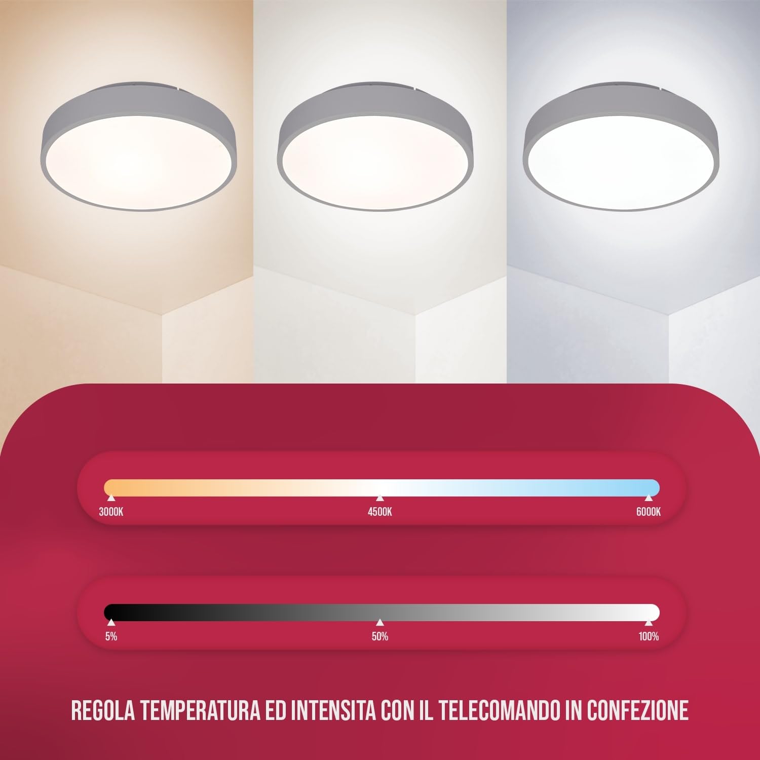 BUYBUY Lampadario LED 40W, Telecomando 2.4G, Luce Regolabile 1500lm BBLED007