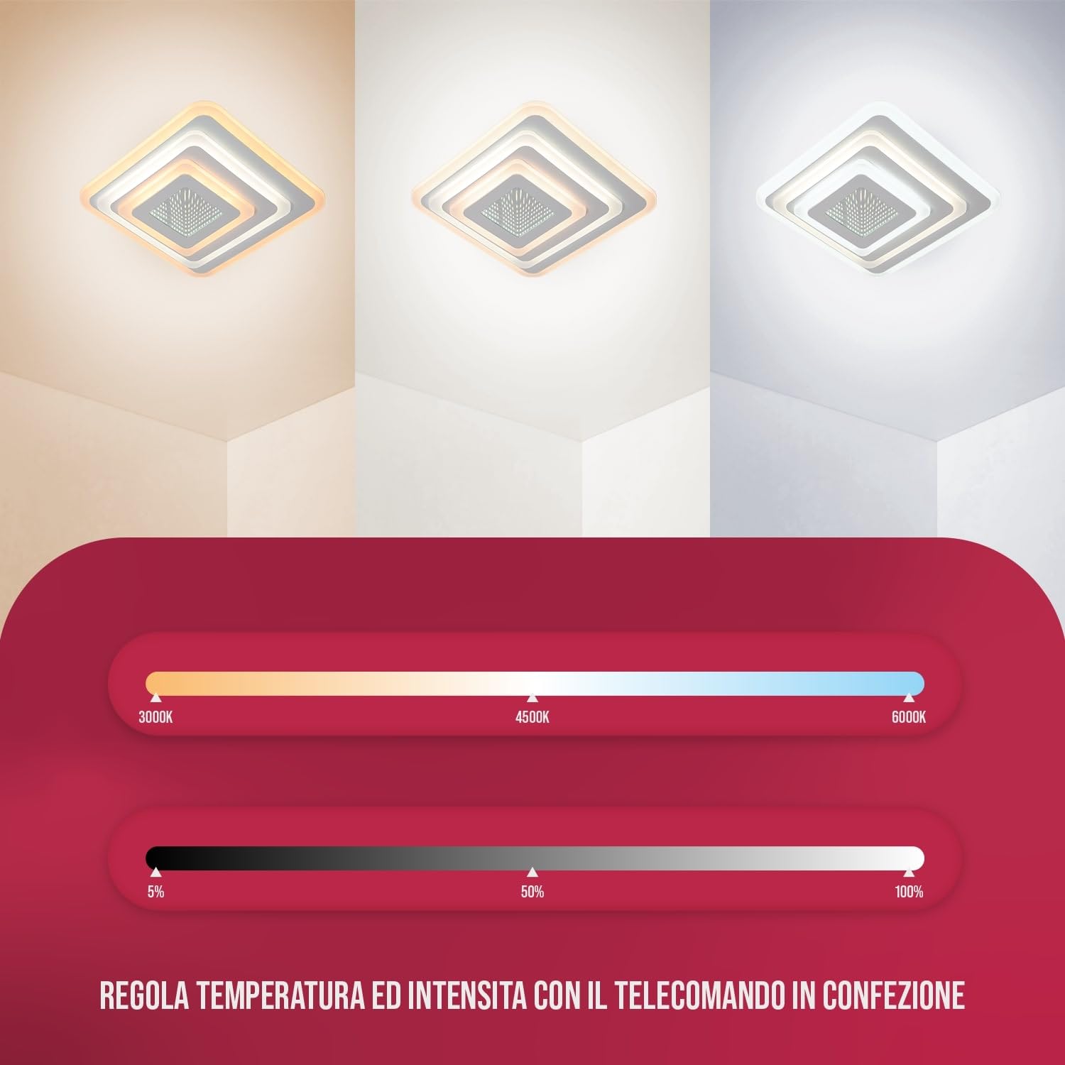 BUYBUY Lampadario LED 81W, Telecomando 2.4G, Luce Regolabile 6700lm BBLED024