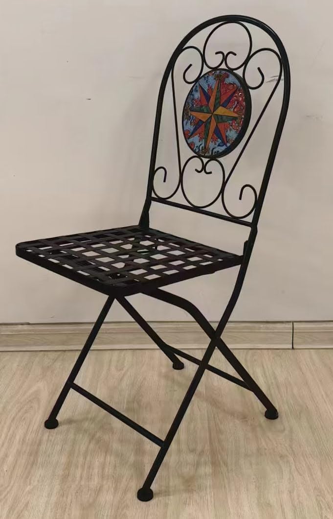 BUYBUY Kit 2 Sedie e Tavolo Quadrato in Ferro Battuto Mosaiko MOKIT024