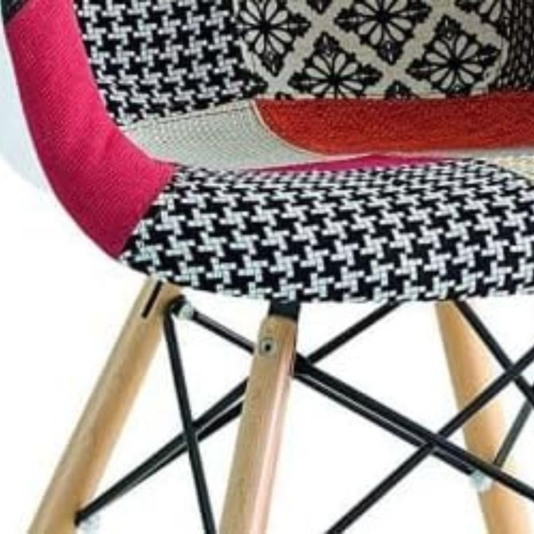 BUYBUY Poltroncina serie Picasso in PP con seduta in spugna ricoperta con stoffa in stile patchwork, piedi in legno di faggio e metallo Patchwork PIC005
