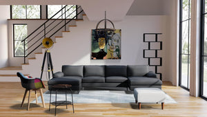 BUYBUY Poltroncina serie Picasso in PP con seduta in spugna ricoperta con stoffa in stile patchwork, piedi in legno di faggio Patchwork PIC006