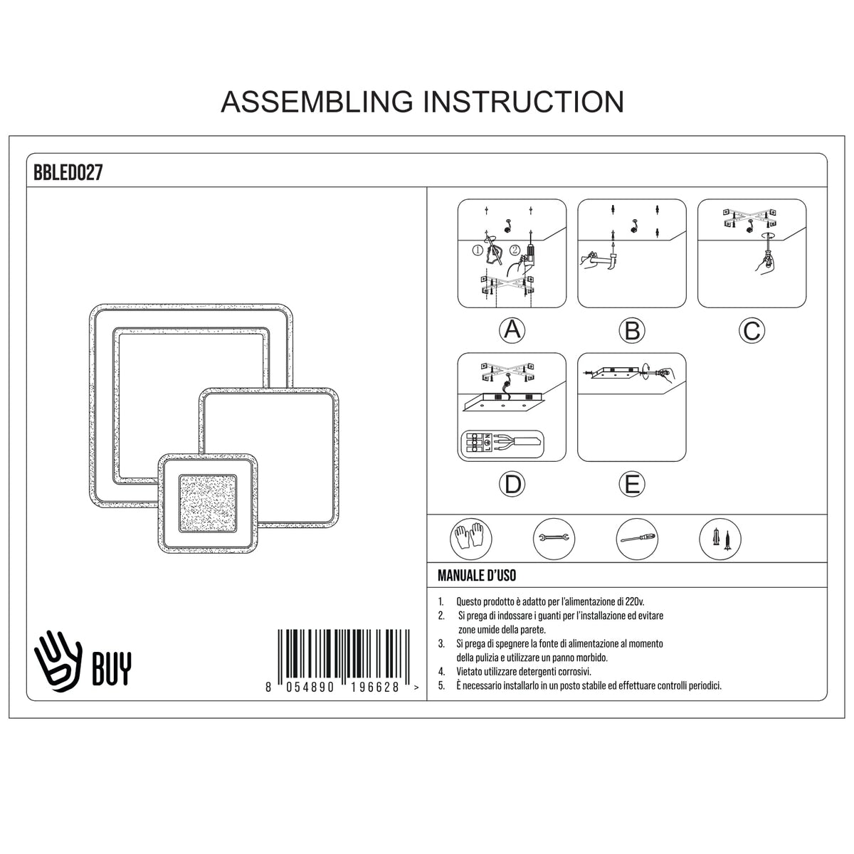 BUYBUY Lampadario LED 93W, Telecomando 2.4G, Luce Regolabile 5700lm BBLED027