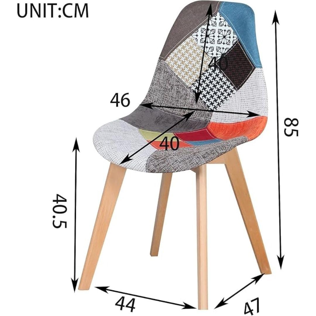 BUYBUY Sedia serie Picasso  in PP con seduta in spugna ricoperta con stoffa in stile patchwork, piedi in legno di faggio Patchwork PIC004