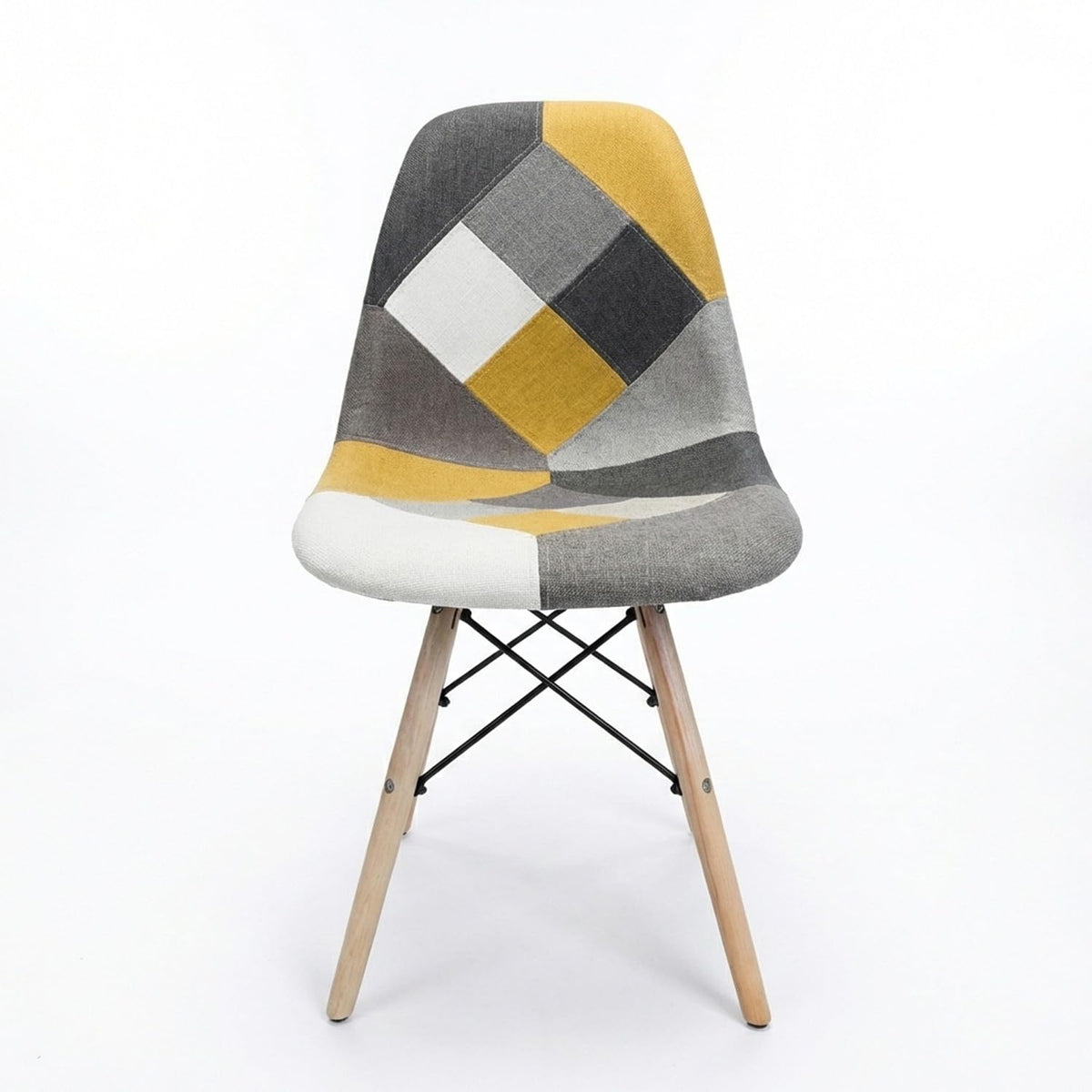 BUYBUY Sedia serie Picasso in PP con seduta in spugna ricoperta con stoffa in stile patchwork, piedi in legno di faggio e metallo Patchwork PIC022