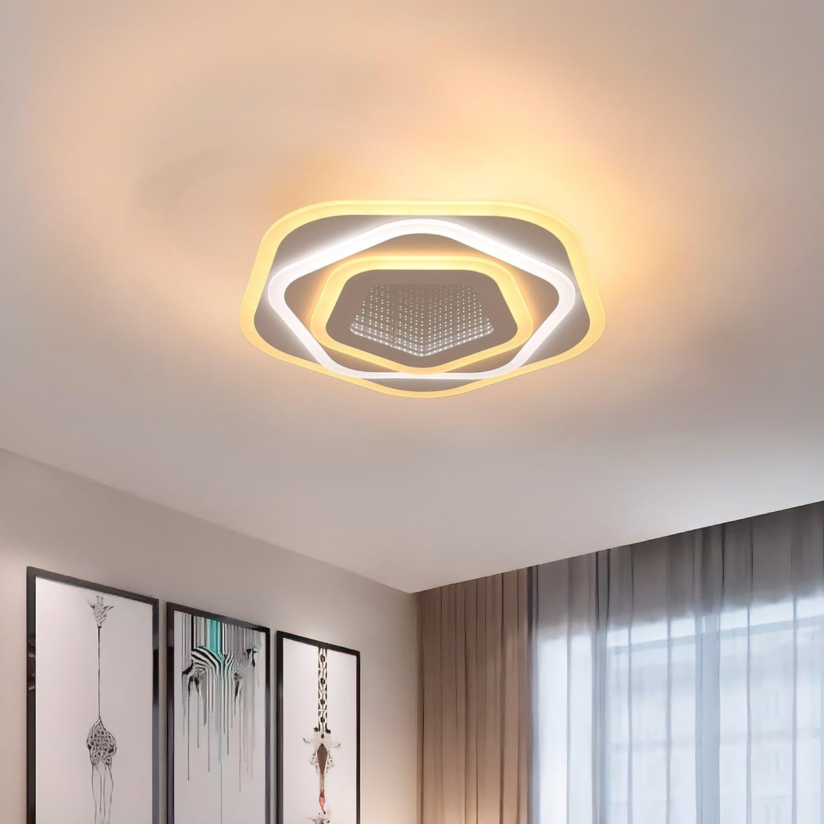 BUYBUY Lampadario LED 77W, Telecomando 2.4G, Luce Regolabile 5900lm BBLED018