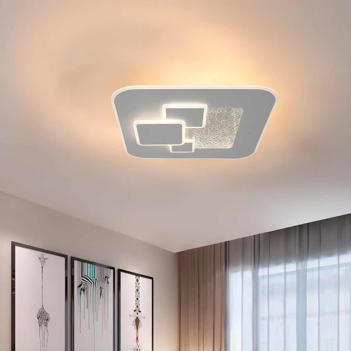 BUYBUY Lampadario LED 60W, Telecomando 2.4G, Luce Regolabile 2200lm BBLED002