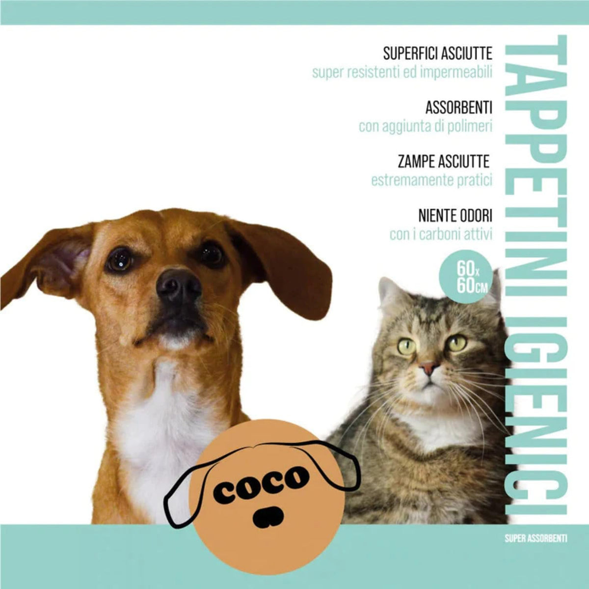 100 TRAVERSE ASSORBENTI PER ANIMALI 60x60cm CUCCIOLI POLIMERI AI CARBONI ATTIVI SUPERASSORBENTI