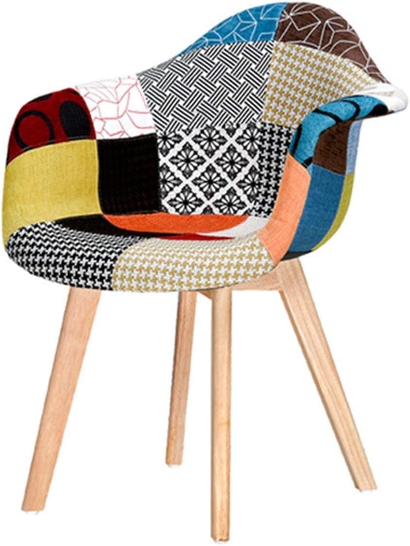 BUYBUY Poltroncina serie Picasso in PP con seduta in spugna ricoperta con stoffa in stile patchwork, piedi in legno di faggio Patchwork PIC006