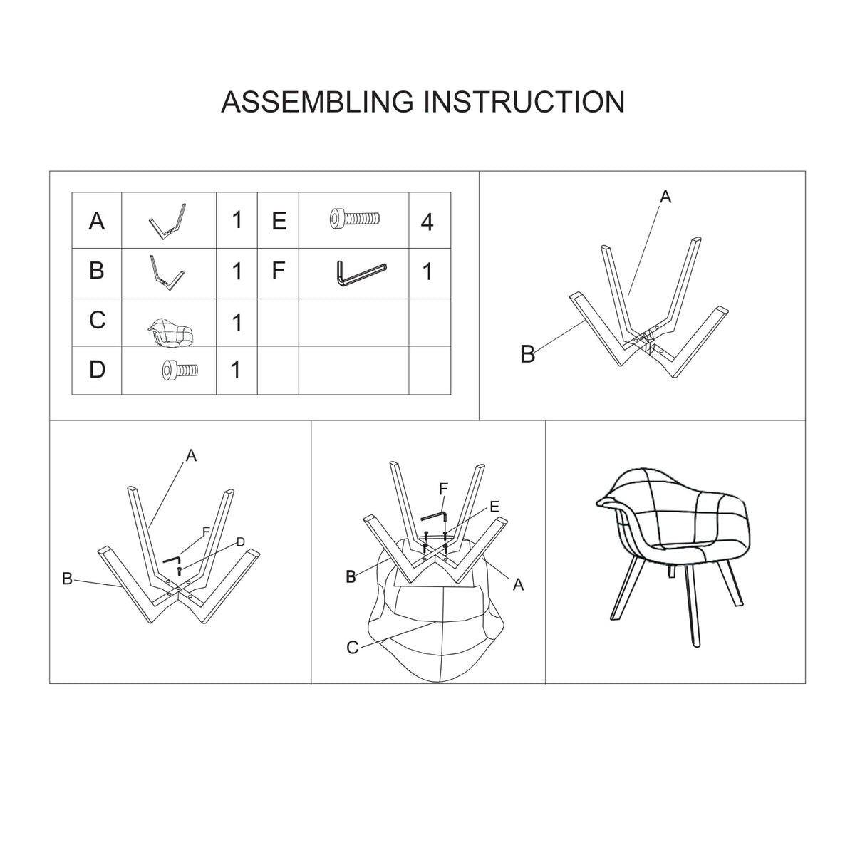 BUYBUY KIT 4 POLTRONCINE PICASSO 05 IN PATCHWORK