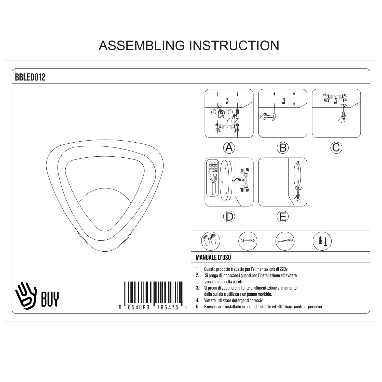 BUYBUY Lampadario LED 12W, Luce Regolabile 1300lm BBLED012
